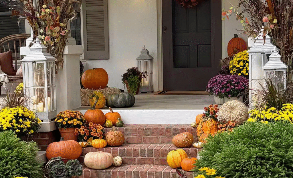 Pumpkin Planters for Fall Porch Display