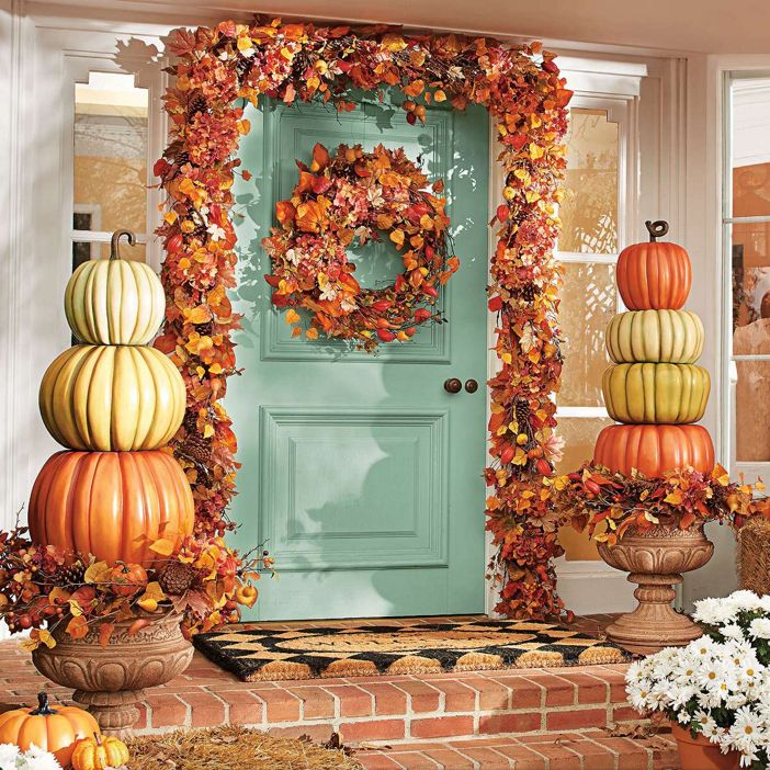 Pumpkin Topiary for Entryway Fall Decor