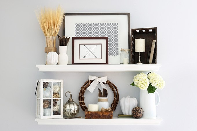 Fall-Themed Shelf Styling for Living Spaces